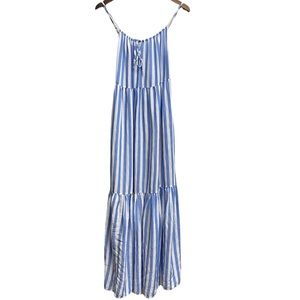 Old Navy Striped Seersucker Smocked Ruffle Maxi Dress